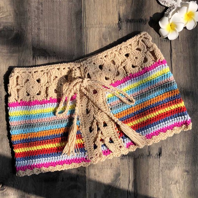 shorts de crochê