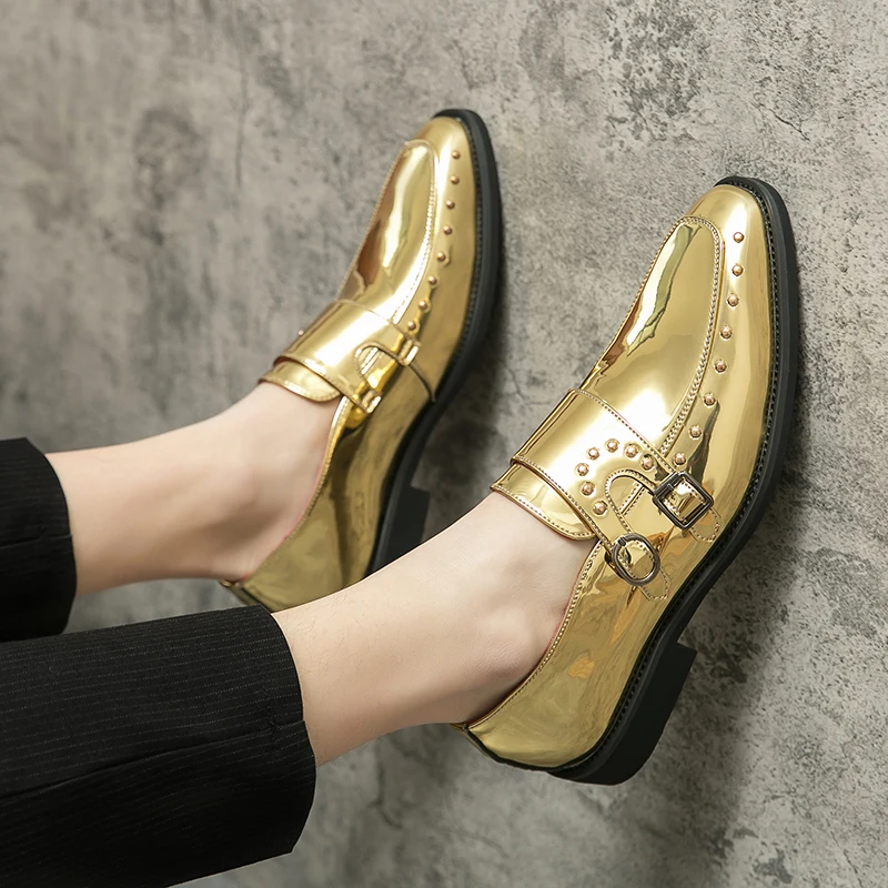 gold dress shoes