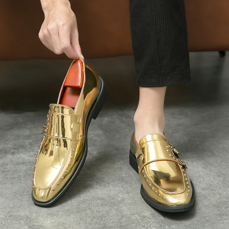 gold dress shoes