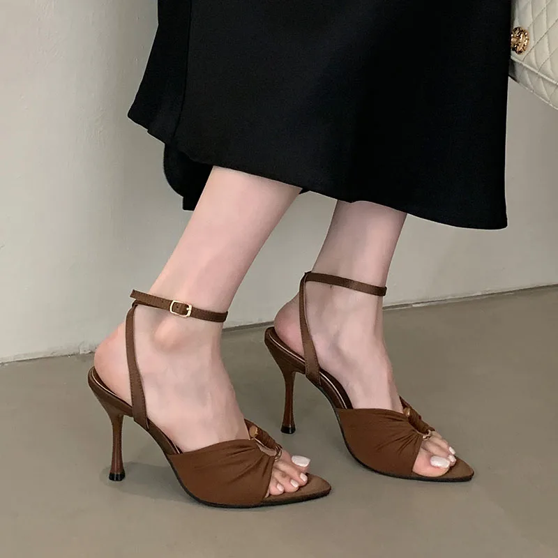 metal ankle strap high heels